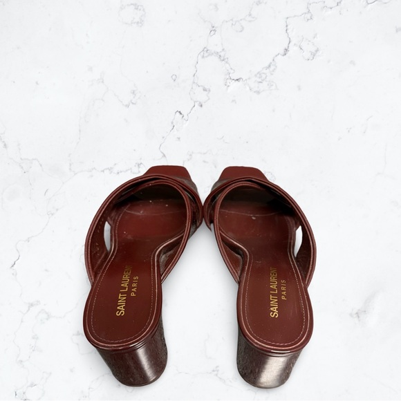 Saint Laurent Loulou 70 Mule Sandals Burgundy - Picture 6 of 10